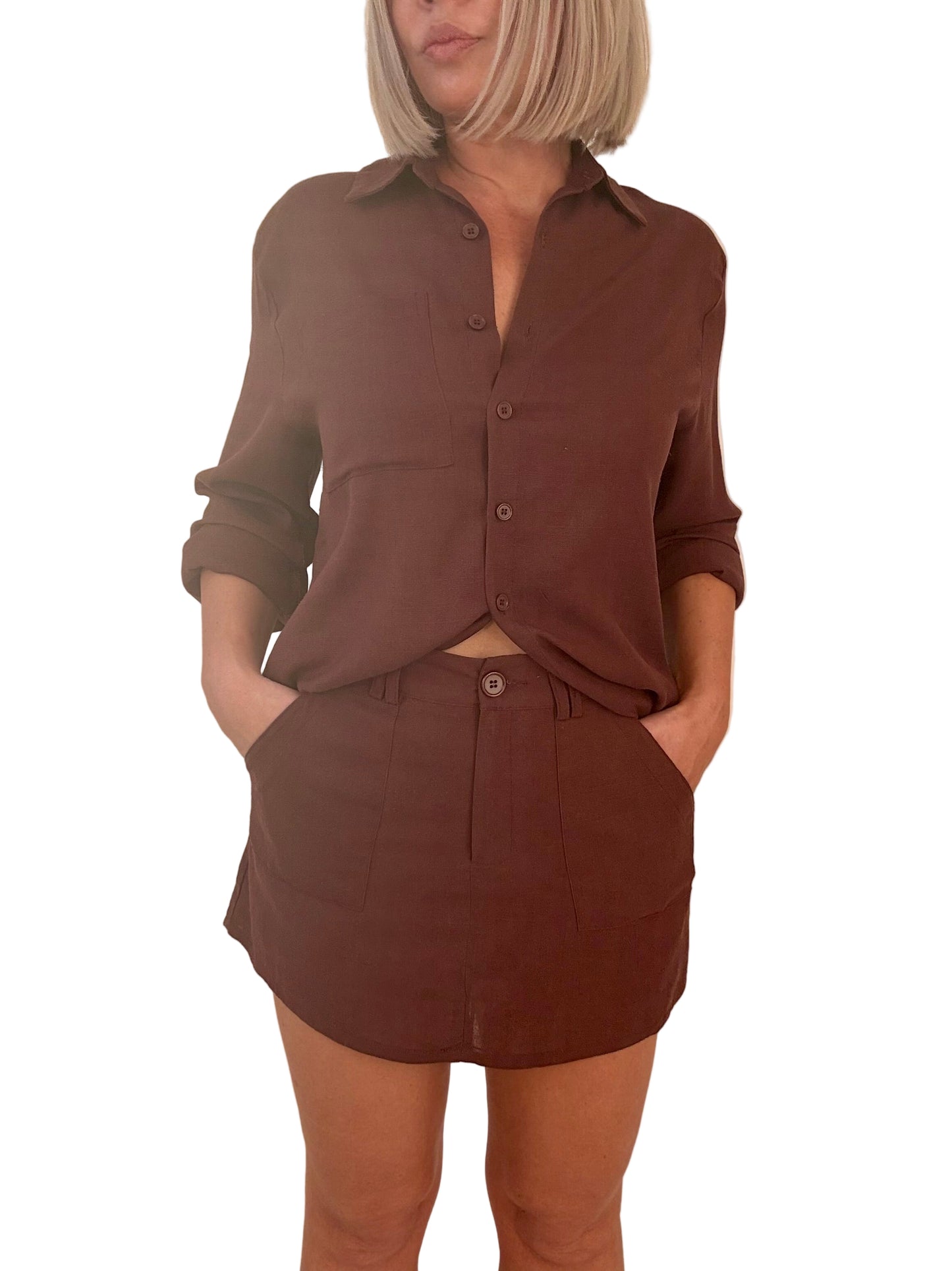 Sophia Shirt Set- Chocolate