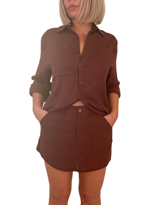 Sophia Shirt Set- Chocolate