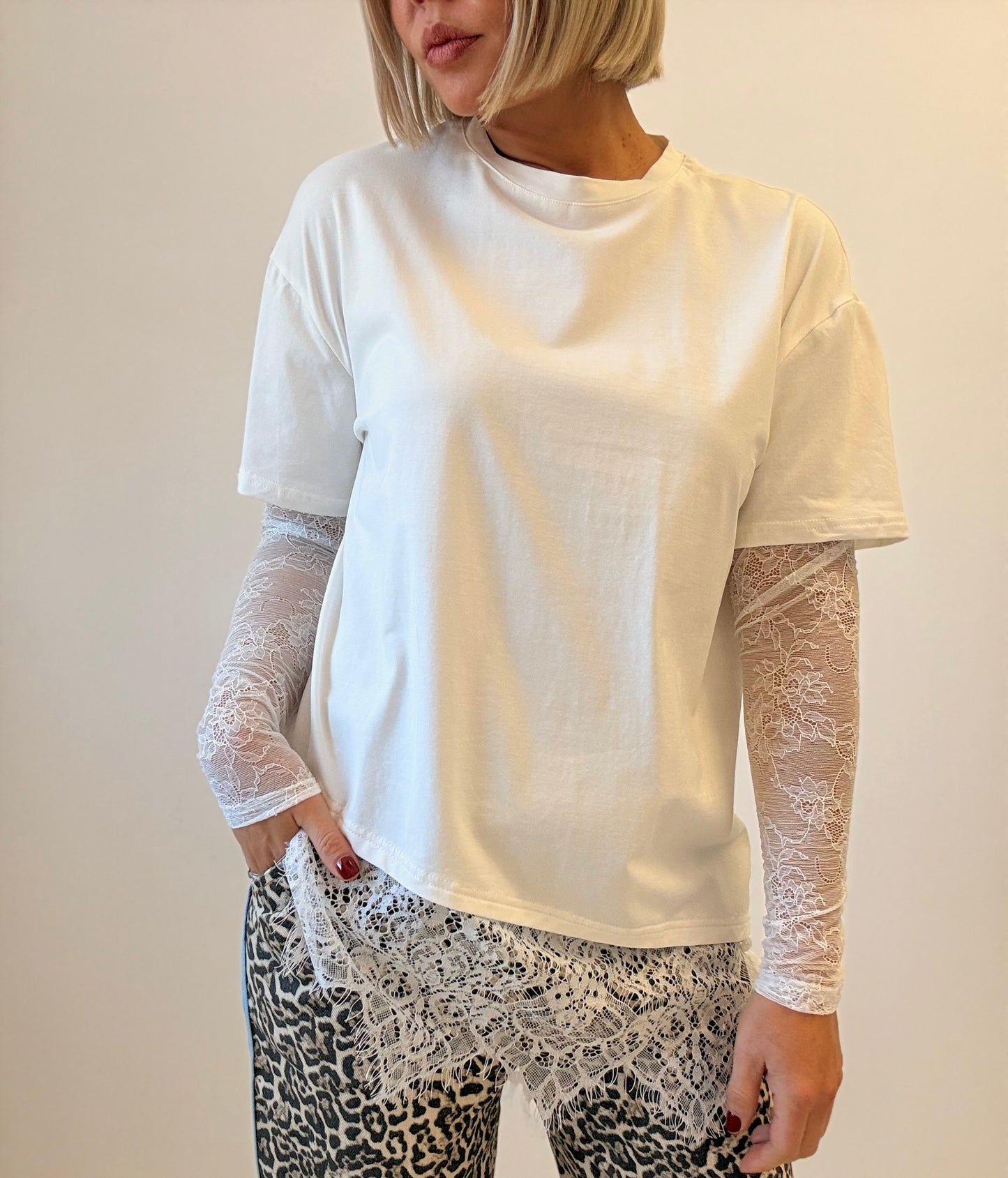 By Frankie / Ava Lace Sleeve- White