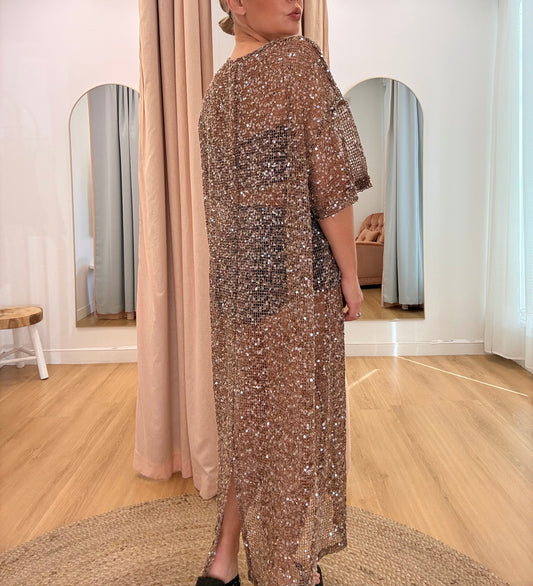 By Frankie / Sequin Maxi Dress- Mocha