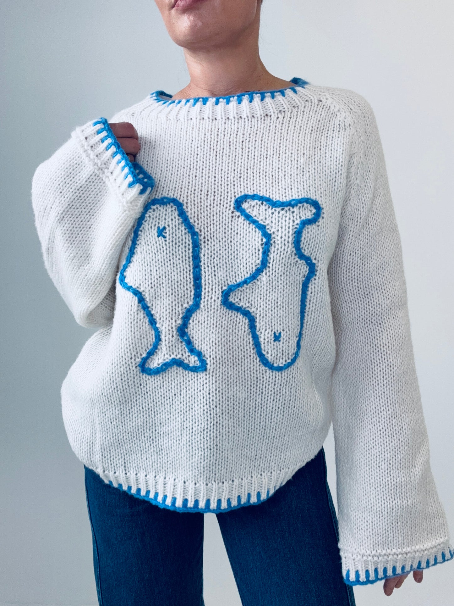 Luna knit- blue/White