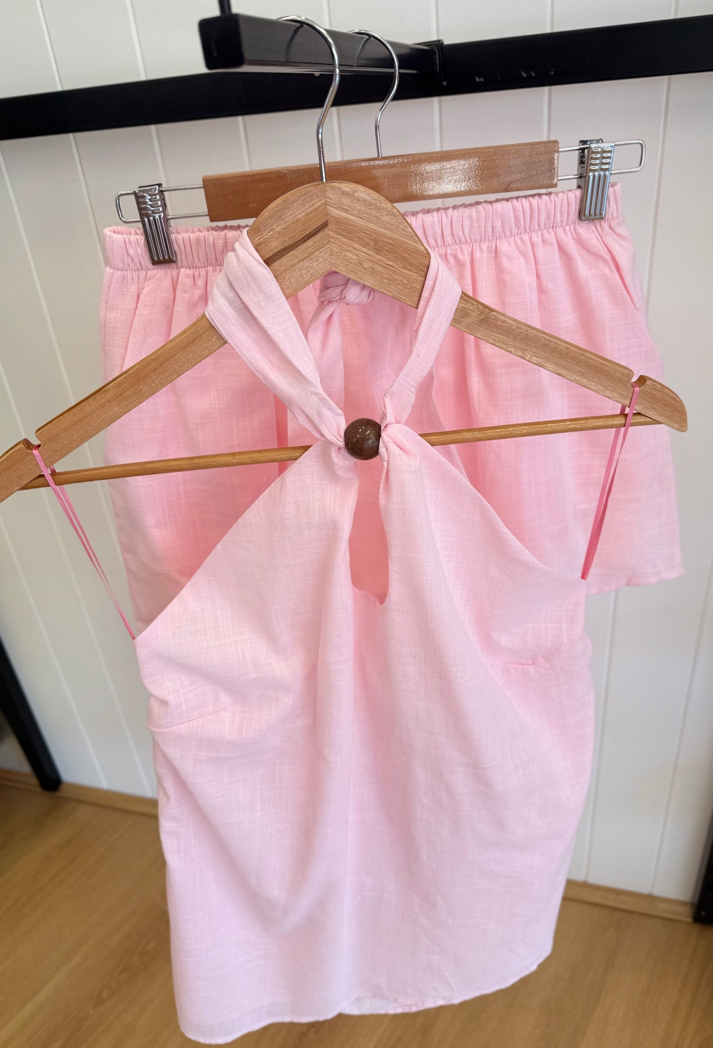 By Frankie/ Halter Short Set- Blush Pink