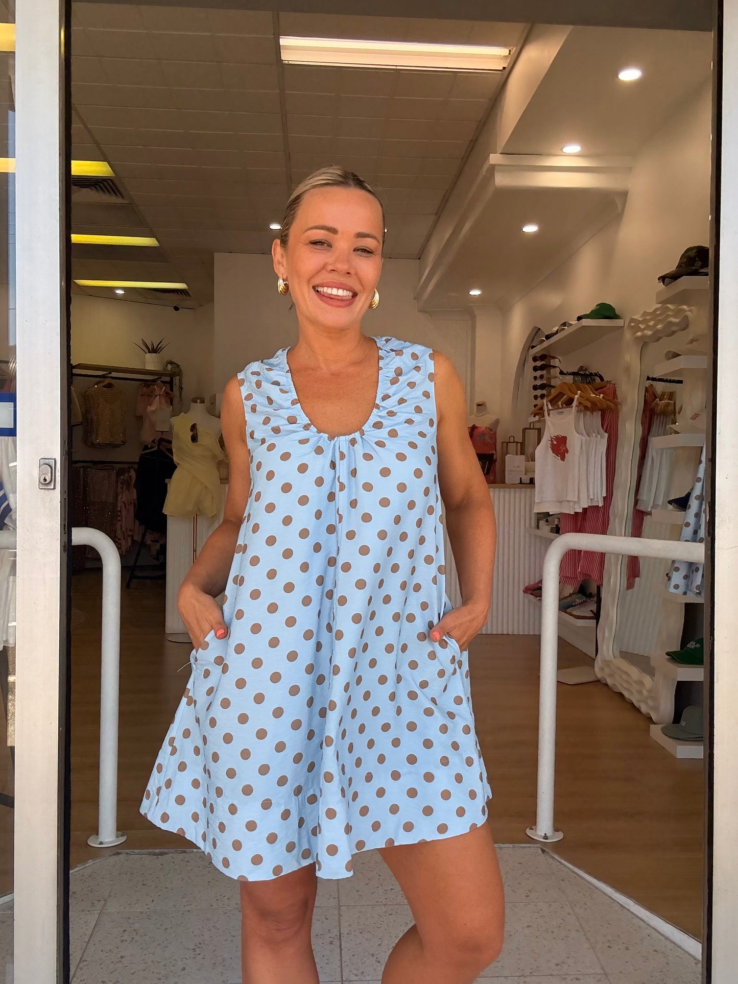 Carpi Sun Dress- Sky/Mocha