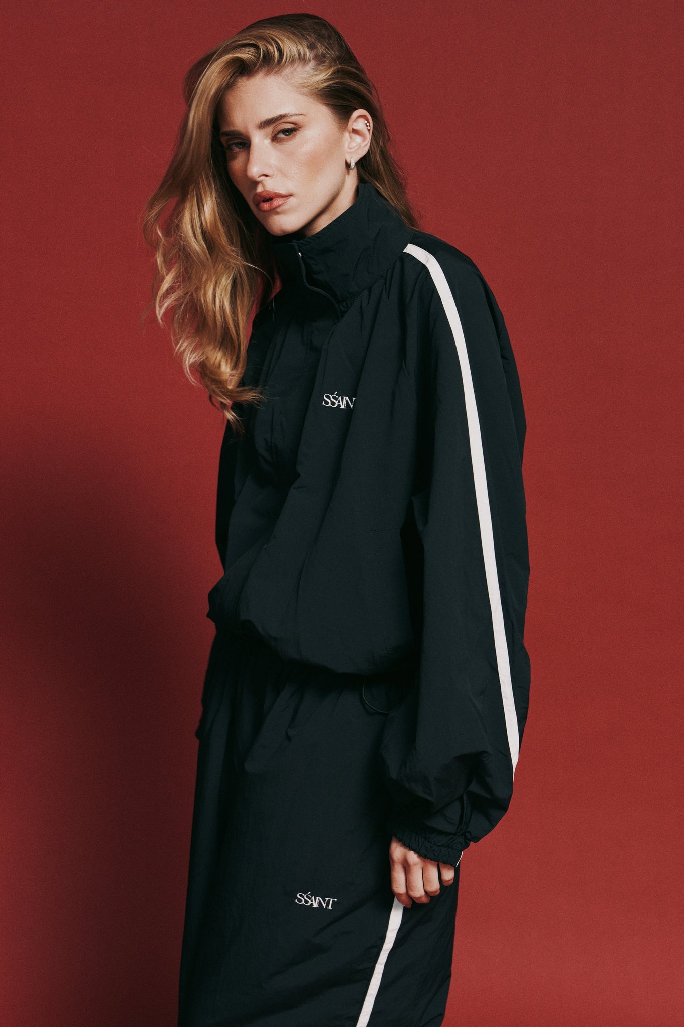 SSAINT- FIGHT NIGHT ZIP WINDBREAKER - BLACK