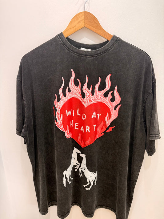 By Frankie/ Wild At Heart Tee- Acid Wash