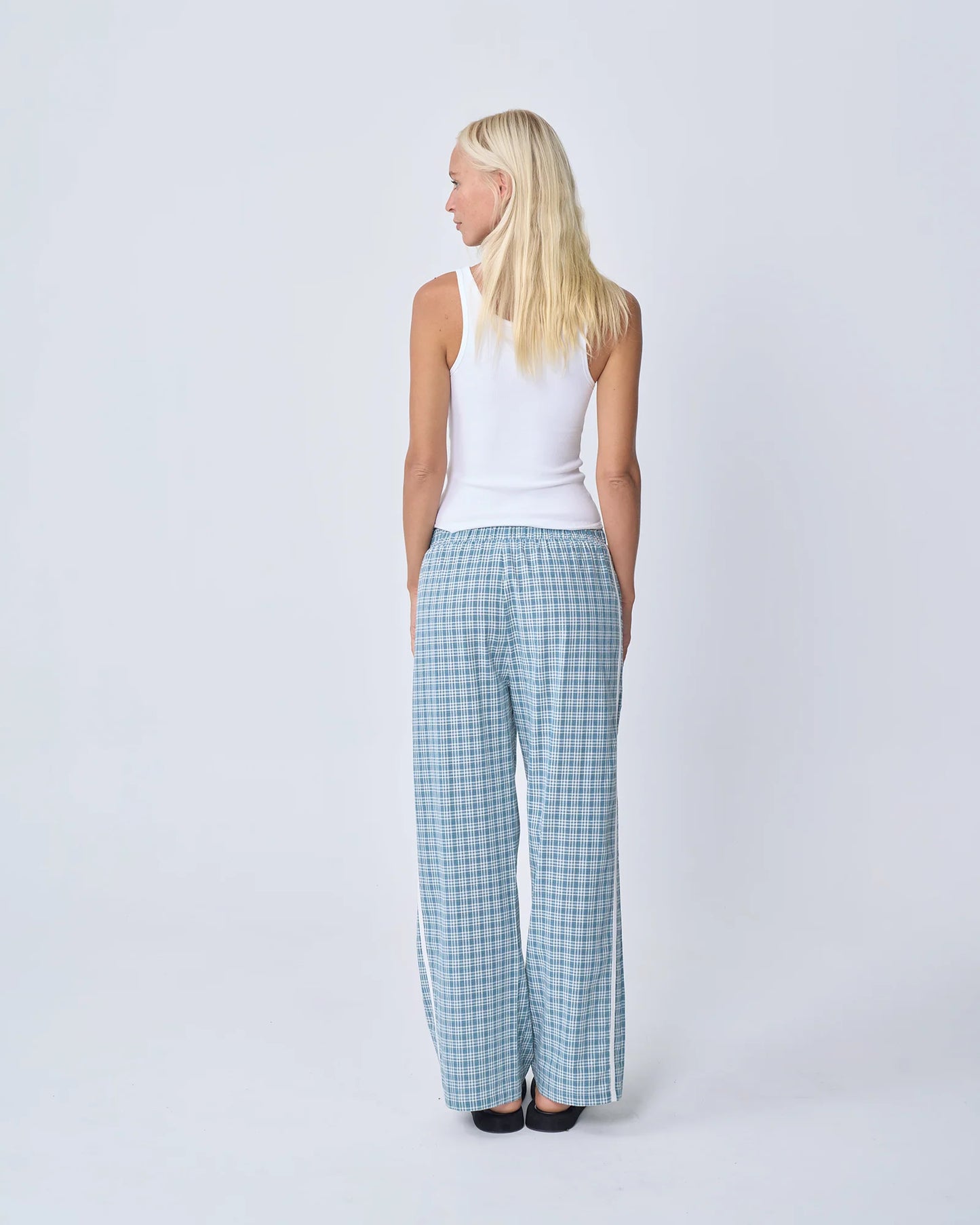 NEAR THE SEA- RACER PANT - BLUE PLAID