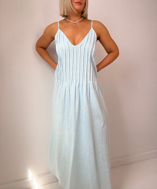 Alice Pleated Maxi-Sky Blue