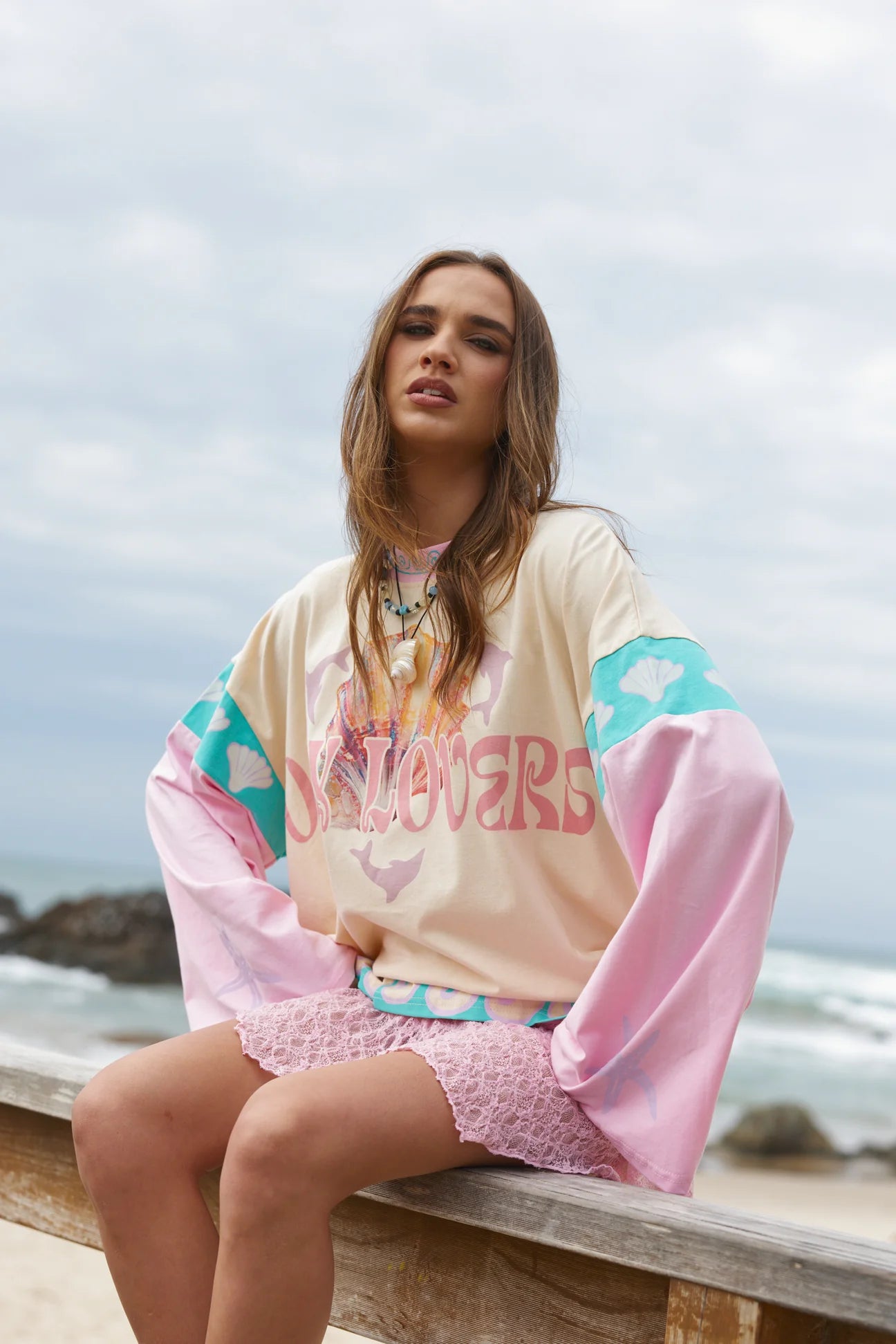 ONLY LOVERS LEFT- DOLPHINI BOXY LONG SLEEVE TEE