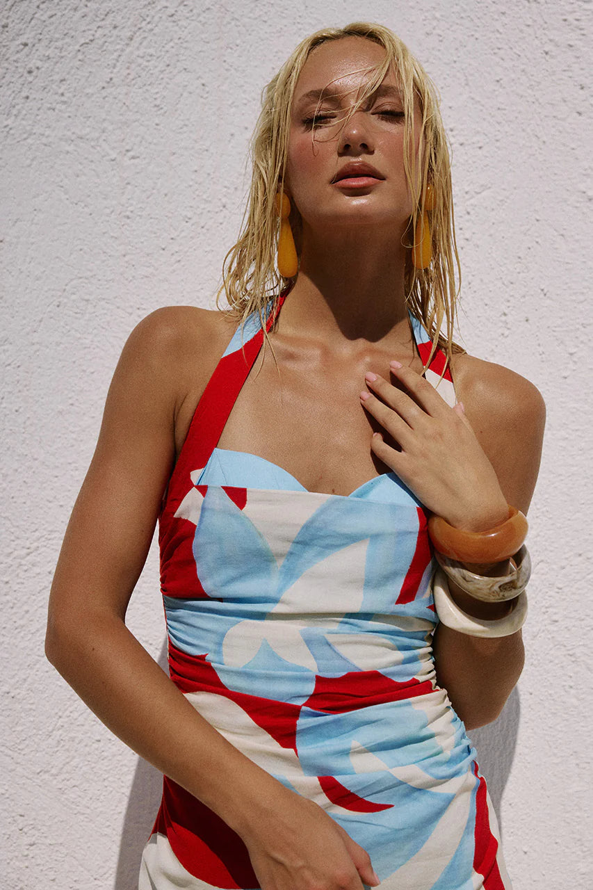 EVIE SWEETHEART HALTER MINI DRESS - AMOREE RED