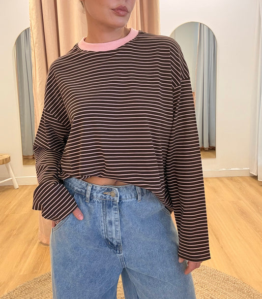 By Frankie/ Bonnie Long Sleeve- Choc/Pink