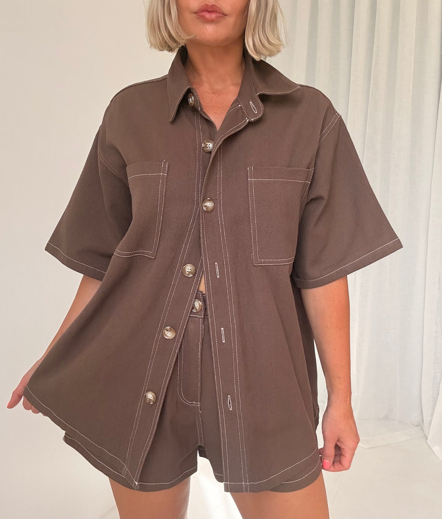 By Frankie/ Kai Denim Set-Chocolate