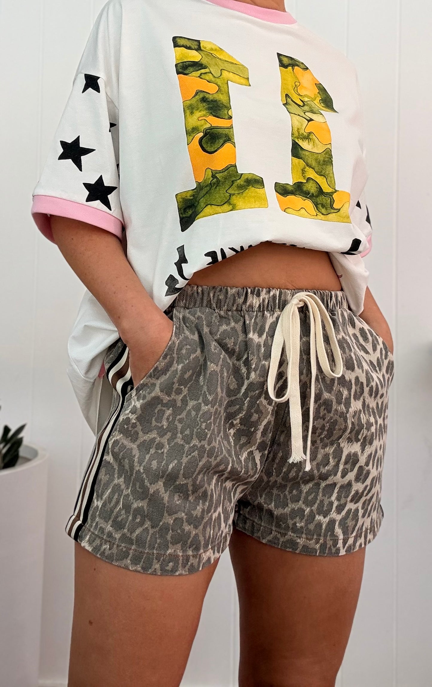 By Frankie/ Leopard Racer Short- Brown/Black stripe