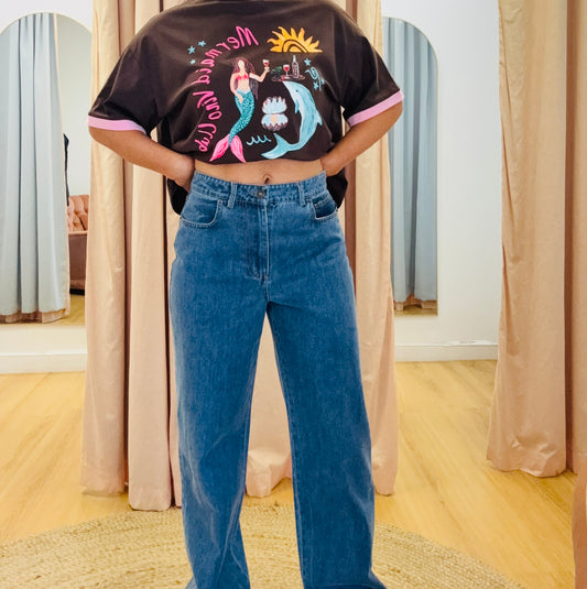 Hazel Straight Leg Denim Jean- Blue Denim