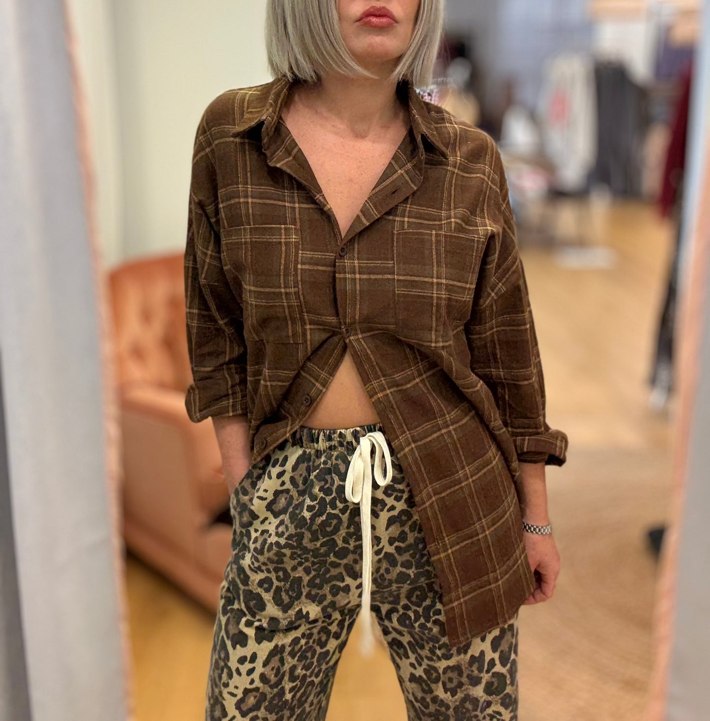 Boots panelled check shirt