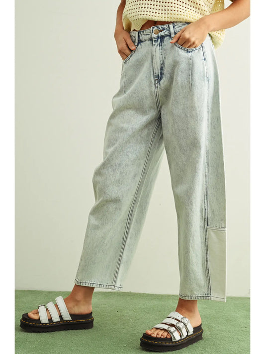 Indie Barrel Denim Pants-Light Wash