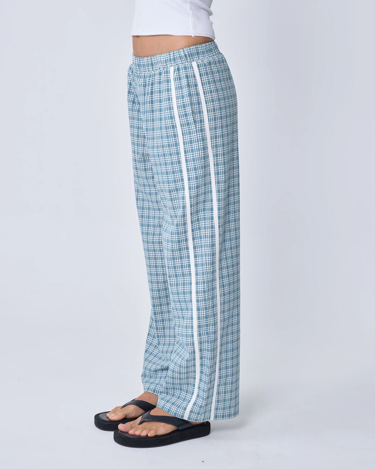 NEAR THE SEA- RACER PANT - BLUE PLAID