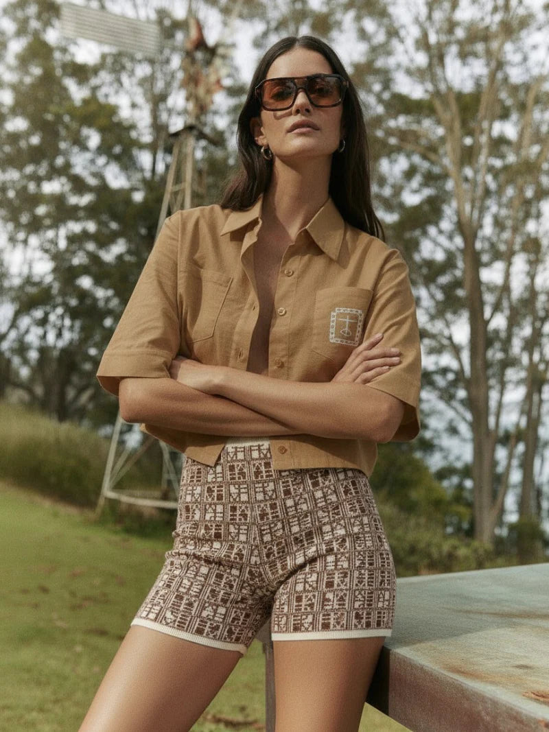 JUAN & ME- Iconic Yardage Shorts Cacao