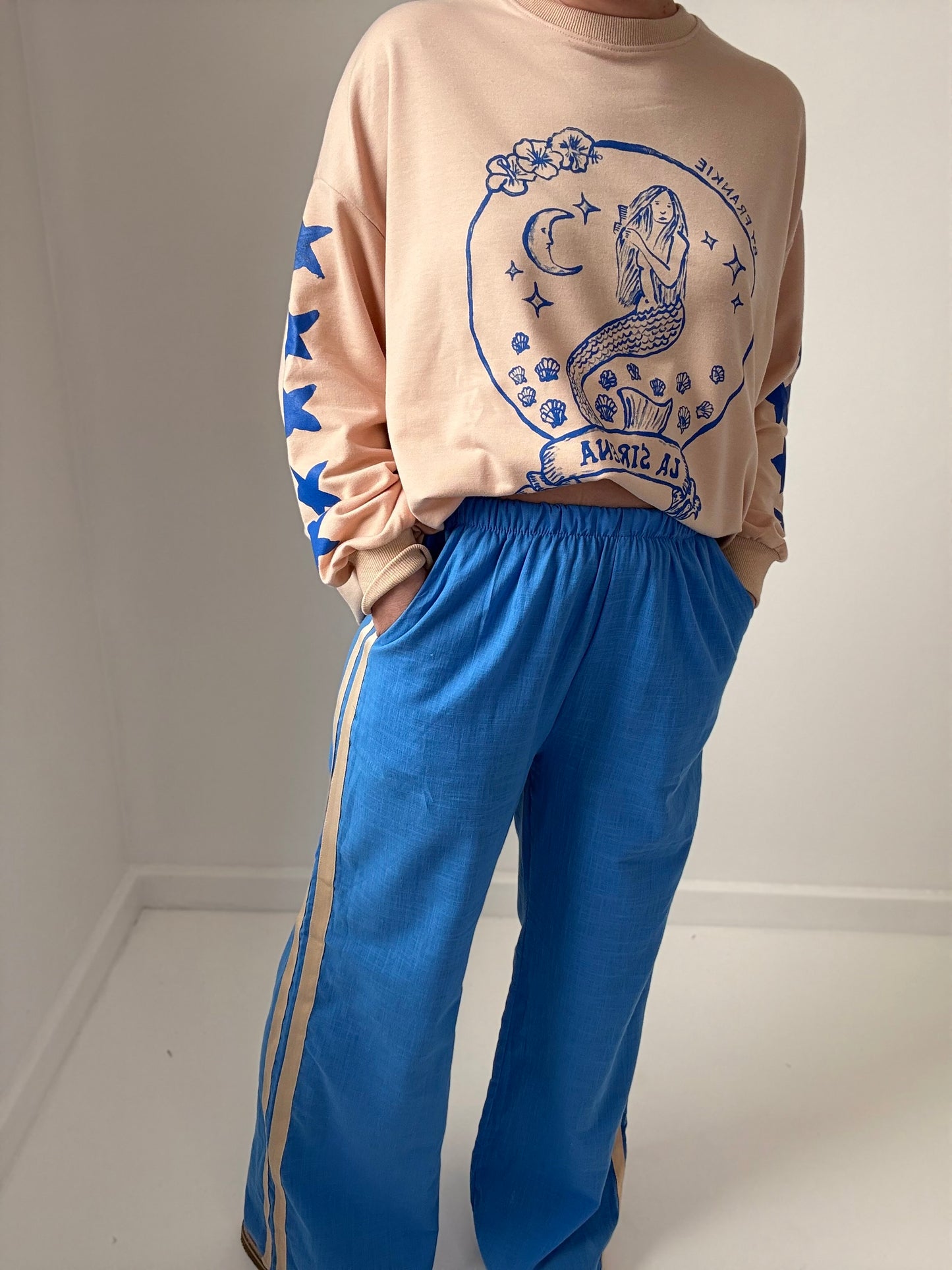 Racer Pant- Blue/beige