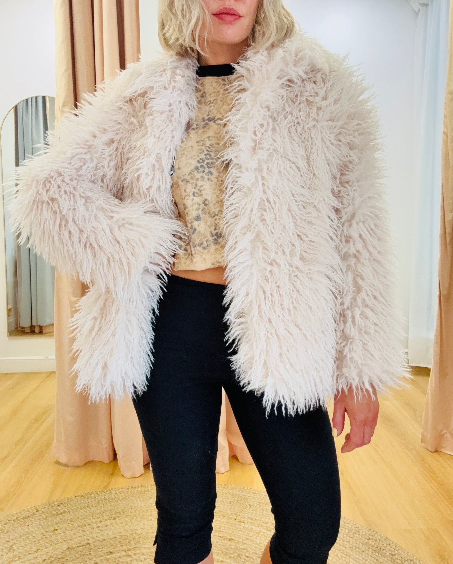 Madison Faux Fur Jacket- Cream