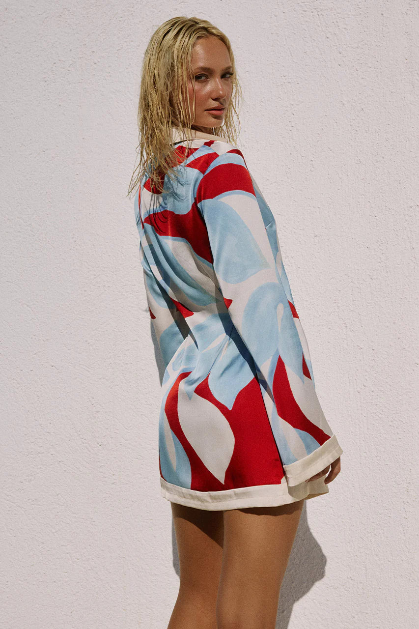 AMOREE LONG SLEEVE MINI DRESS - AMOREE RED