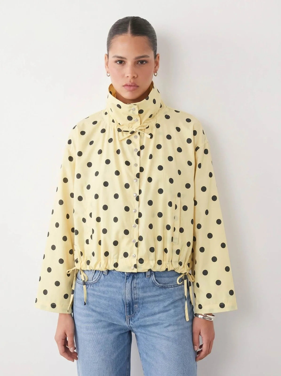 Mabel Polka Dot Bomber Jacket- Lemon
