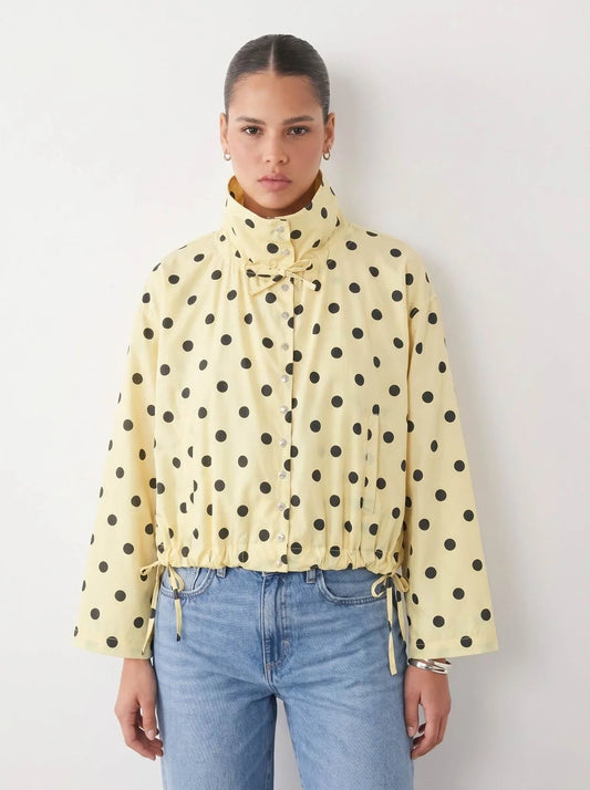 Mabel Polka Dot Bomber Jacket- Lemon