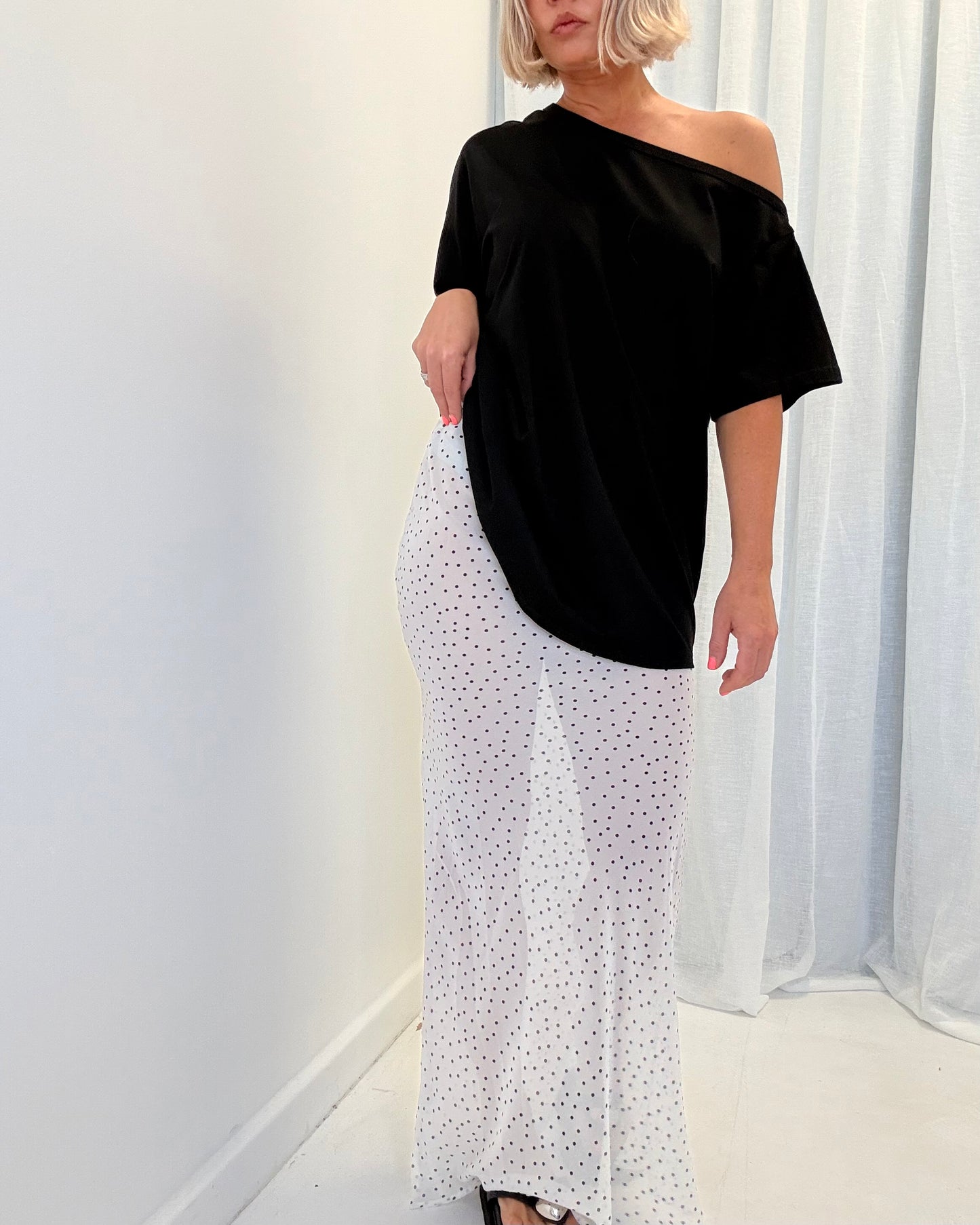 By Frankie/ Gigi One Shoulder Tee-Black