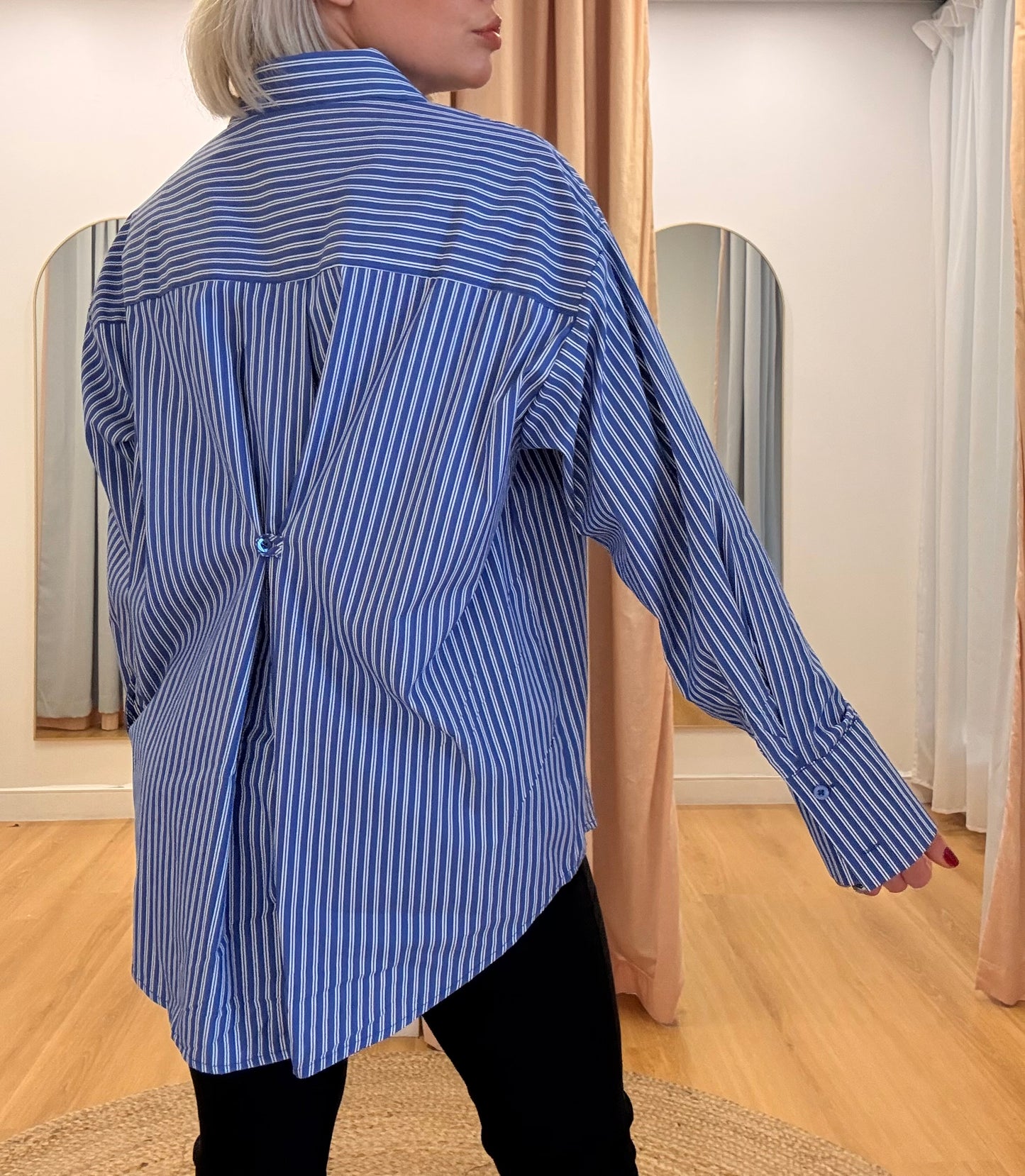 Blair Button Detail Shirt- Powder Blue