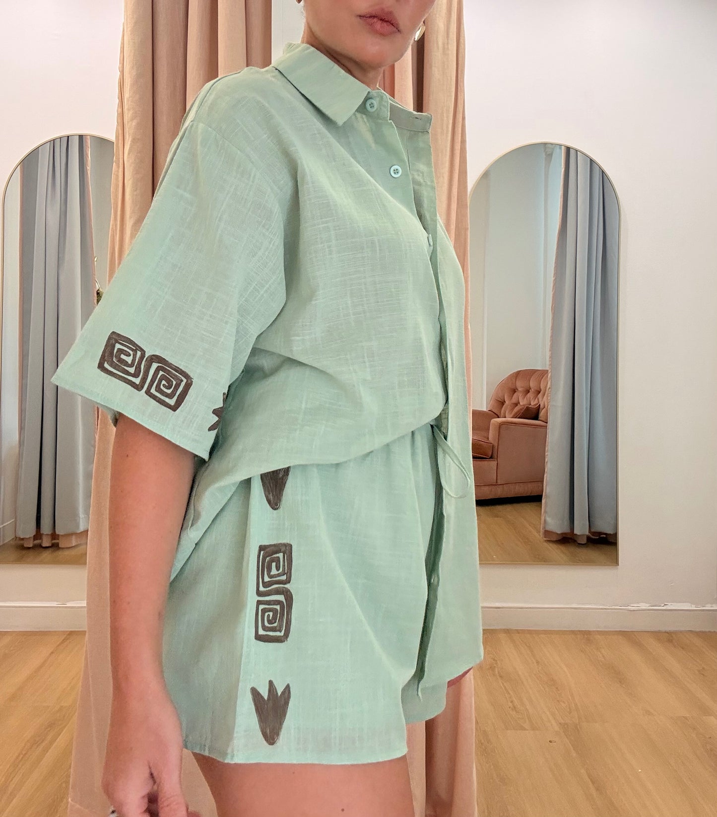 By Frankie/ Carter Short Set- Sage/Mocha