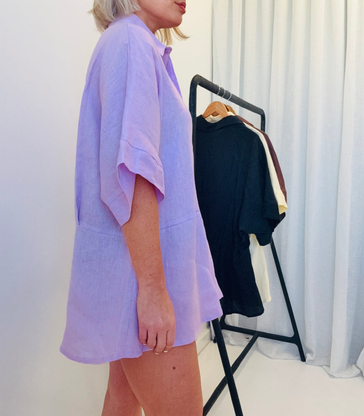 Muse Linen Playsuit/ Lilac