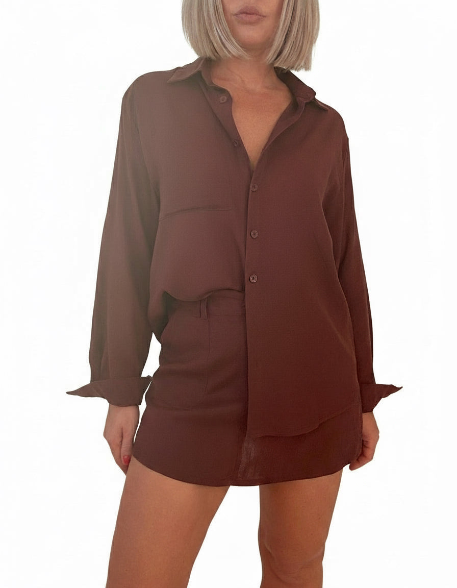 Sophia Shirt Set- Chocolate