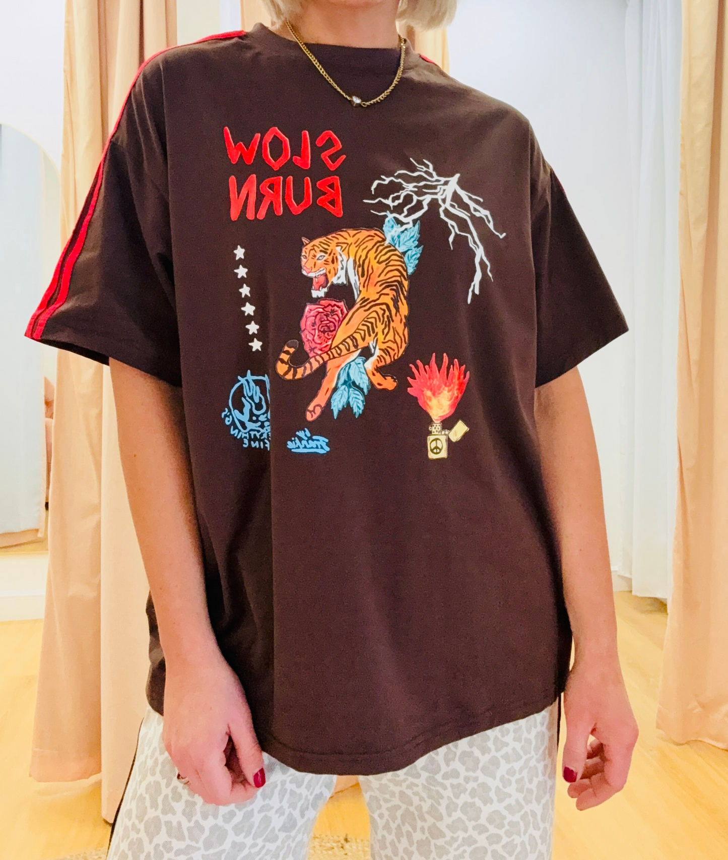By Frankie/ Slow Burn Racer Tee- Chocolate