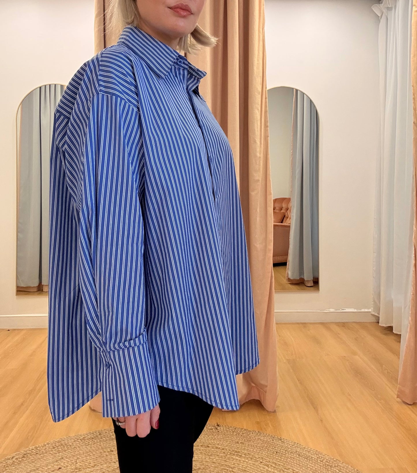 Blair Button Detail Shirt- Powder Blue