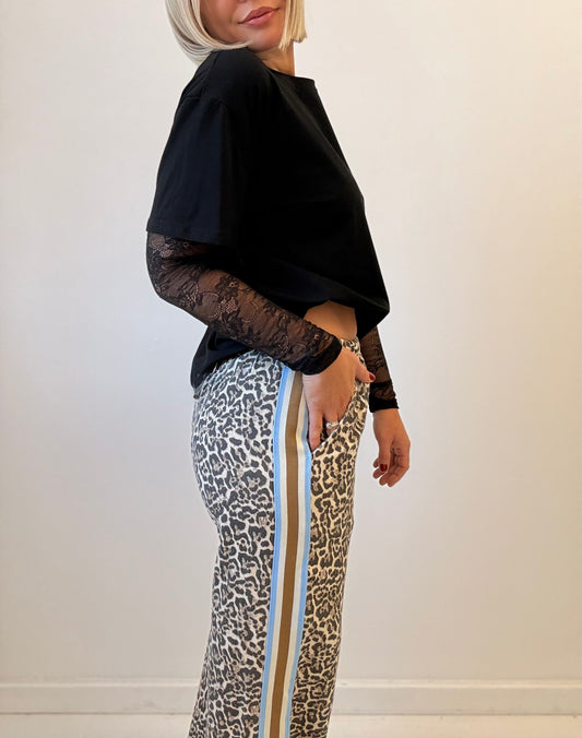 By Frankie / Denim Leopard Racer- Sky/Mocha