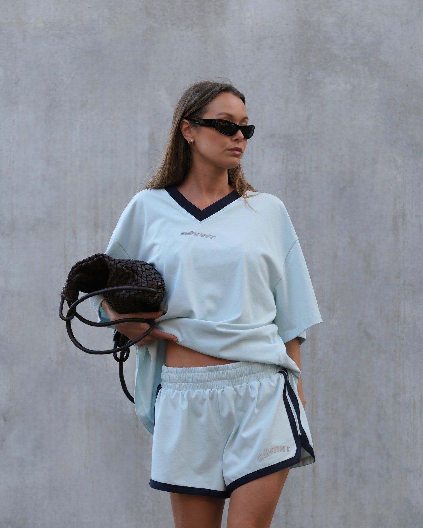 SSAINT/ REFLECTIVE V NECK TEE - MINT