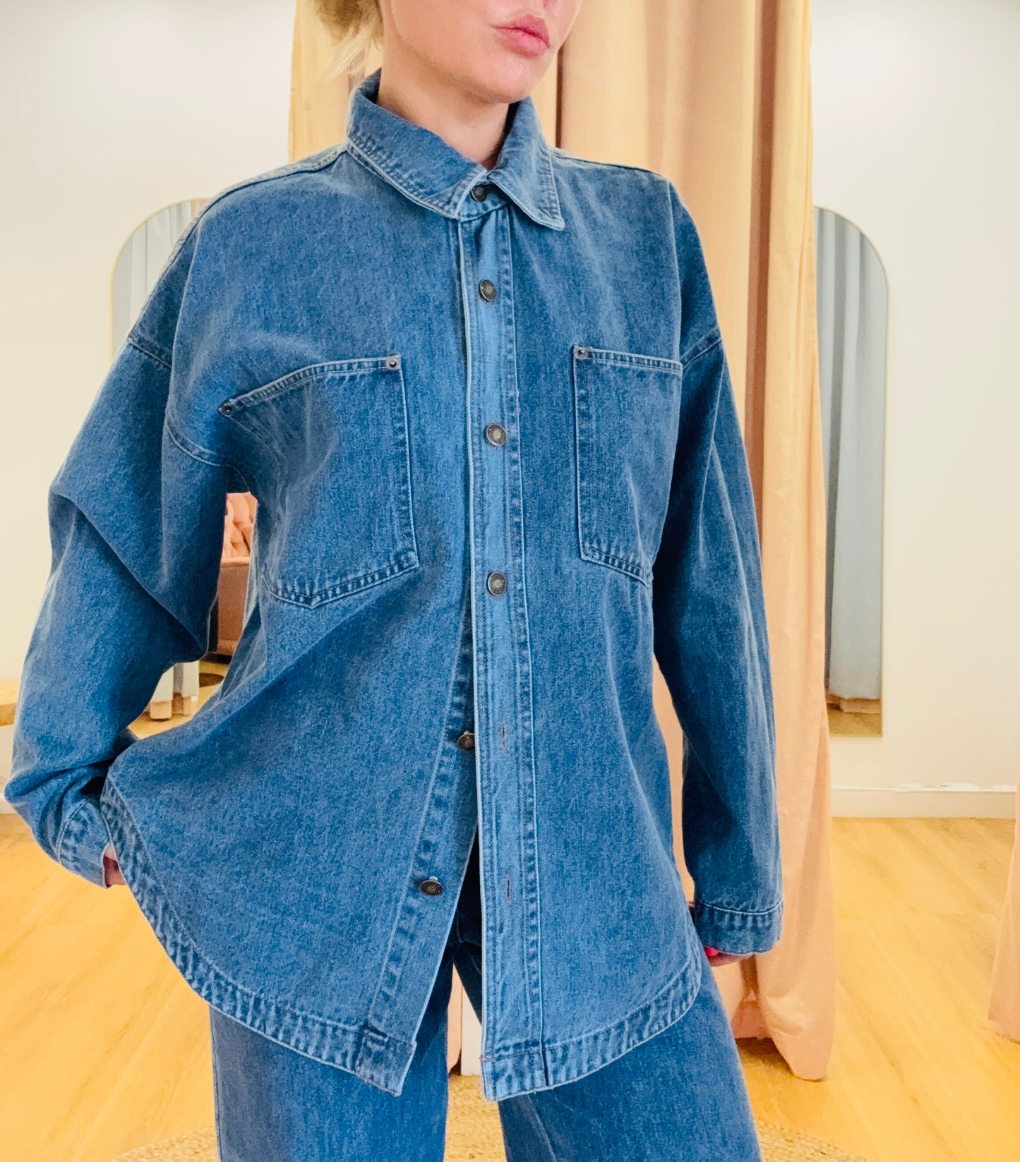 Hazel Oversized Shacket- Blue Denim
