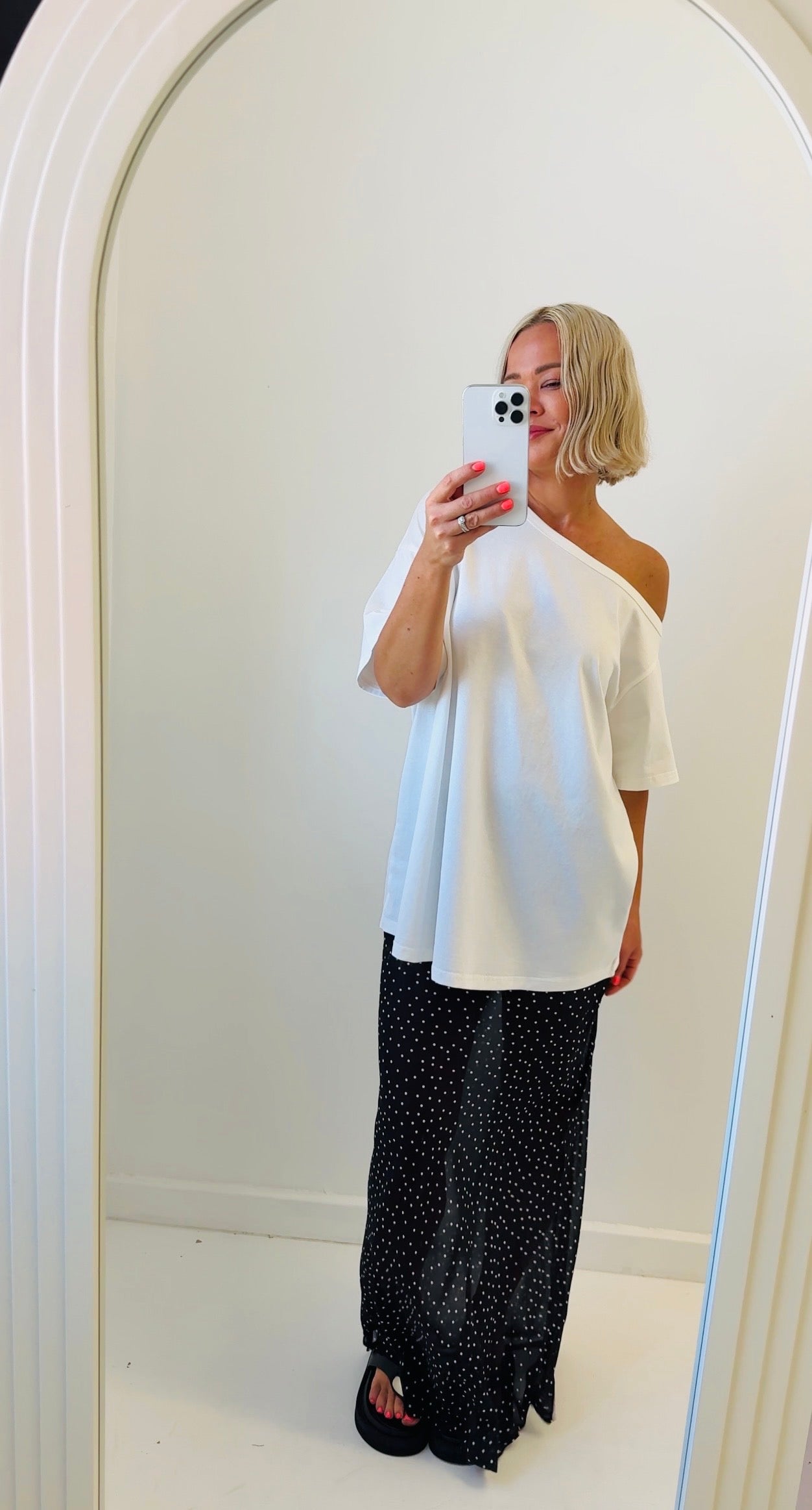 By Frankie/ Gigi One Shoulder Tee- White