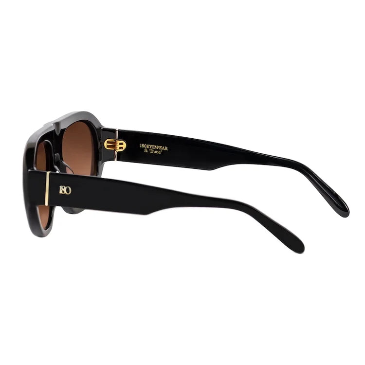 180 EYEWEAR- 'DUNE' FT. GLOSS BLACK W. BROWN GRADIENT LENS