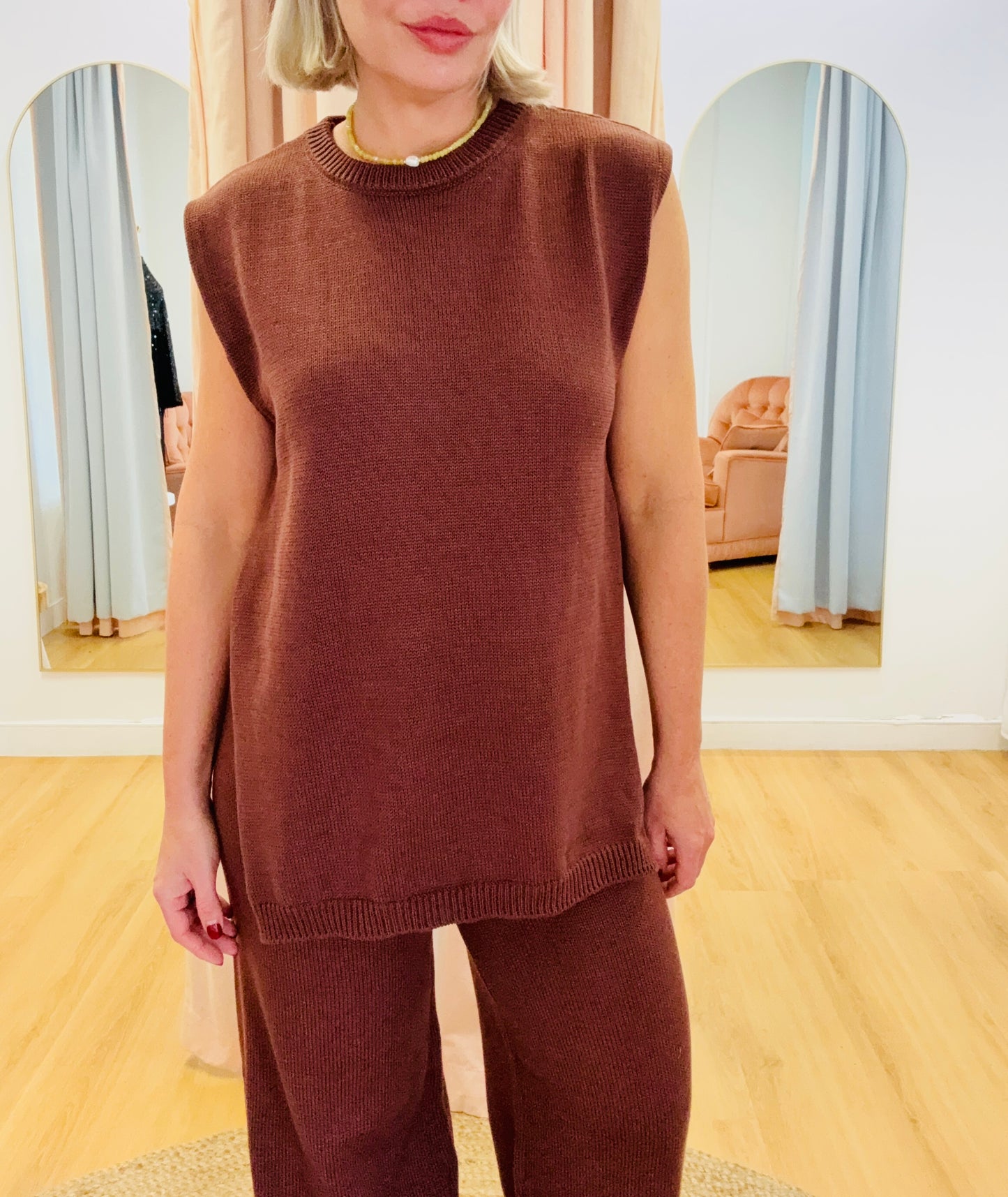 By Frankie/ Blair Knit Pant Set-Chocolate