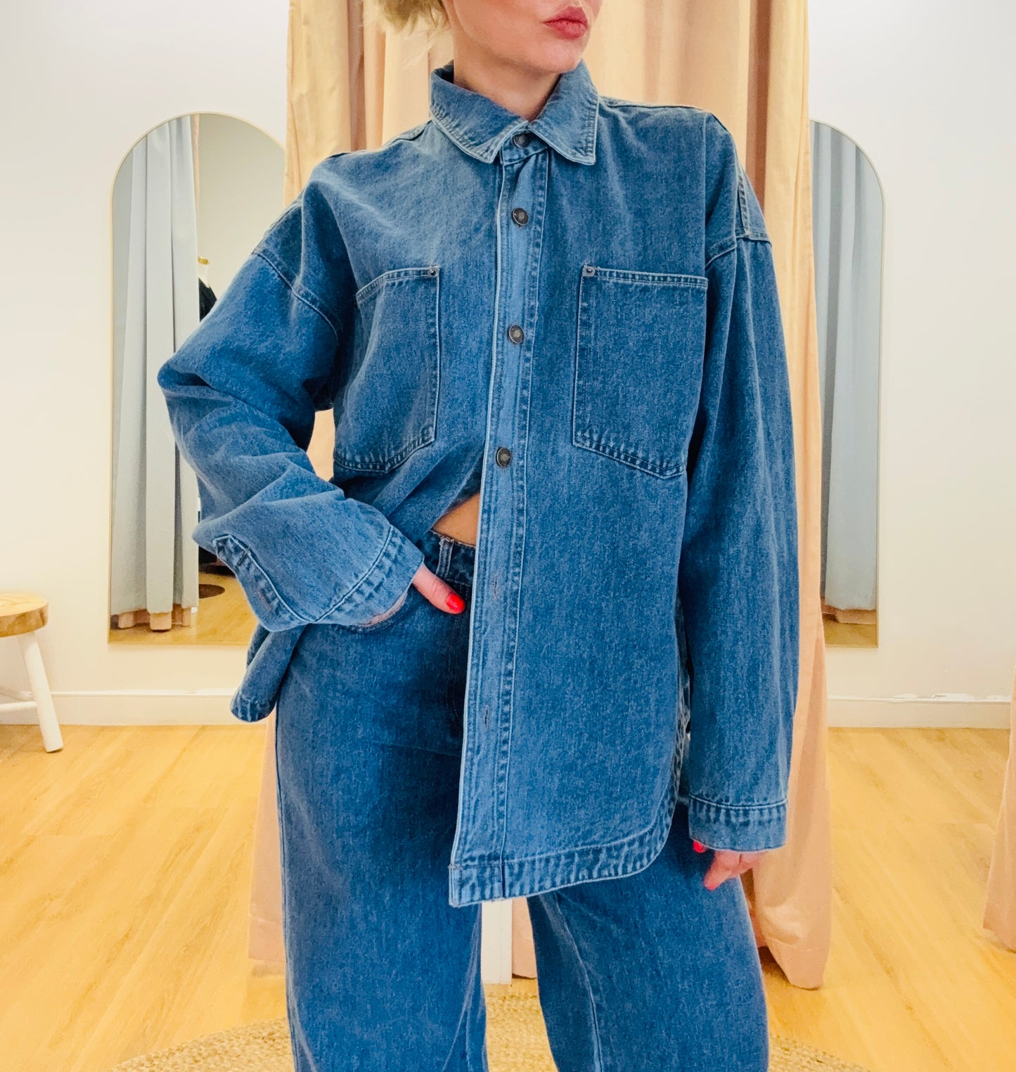 Hazel Oversized Shacket- Blue Denim