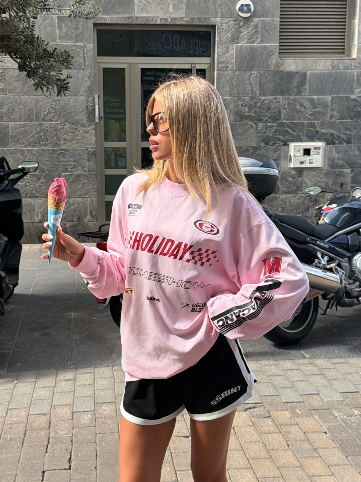 SSAINT/ SIGNATURE MOTO TEE - PINK