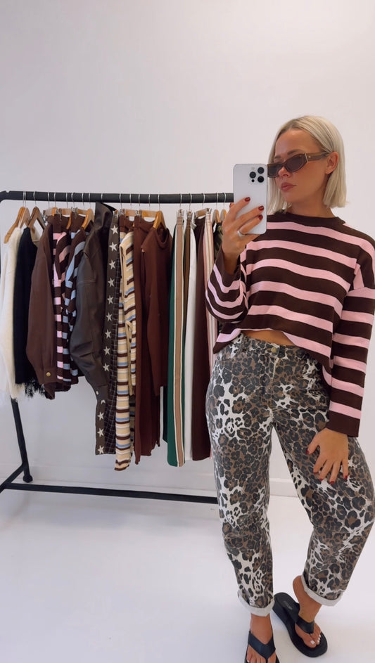 RESTOCKED By Frankie/ Barrel Jeans- Leopard Wash