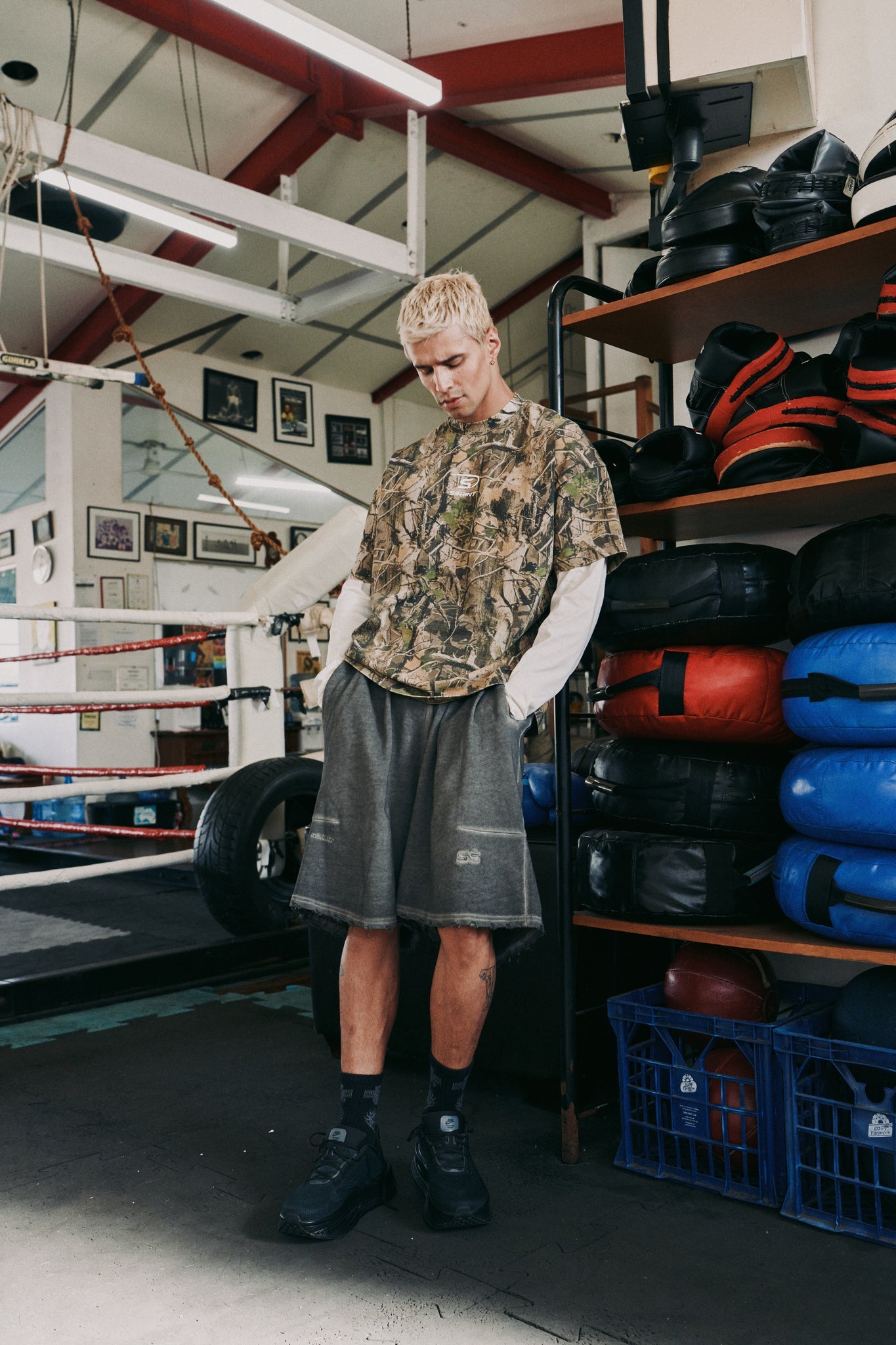 SSAINT-ROUND ONE LAYERED TEE - VINTAGE CAMO