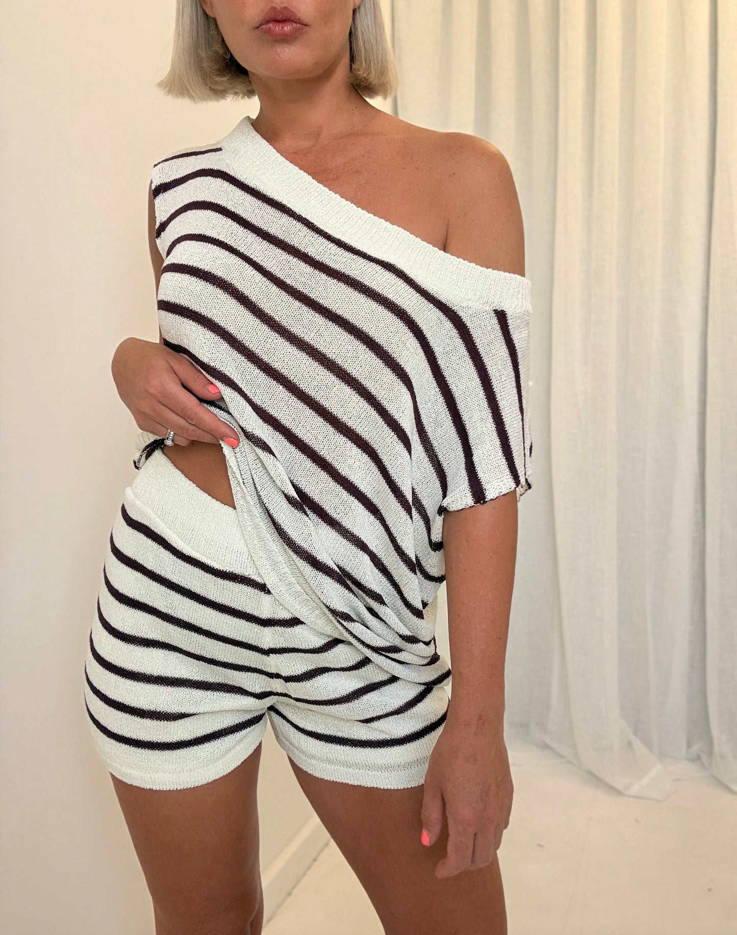 By Frankie/ Knit Set- Cream/Wine