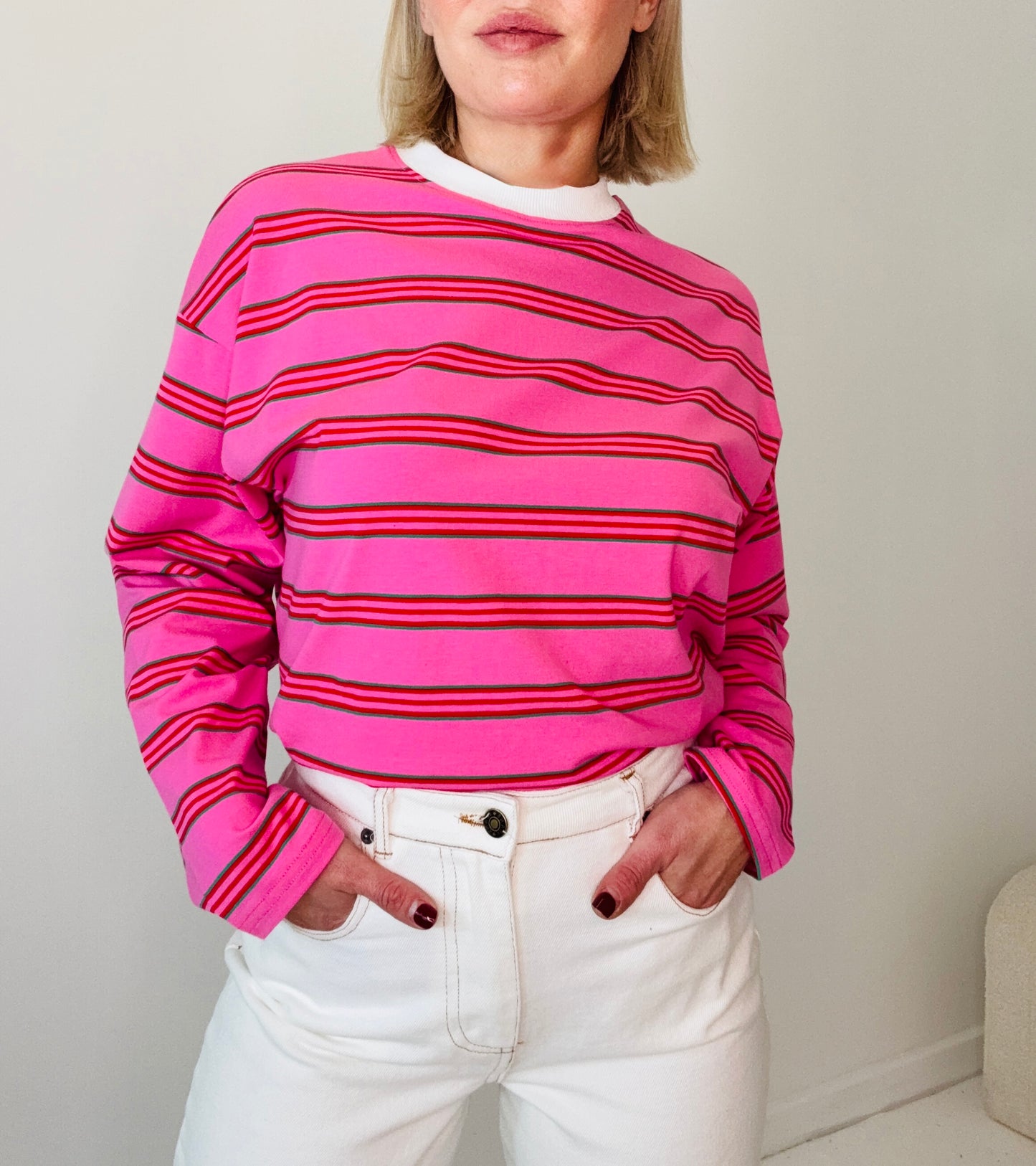 Bonnie stripe long sleeve /pink multi ￼
