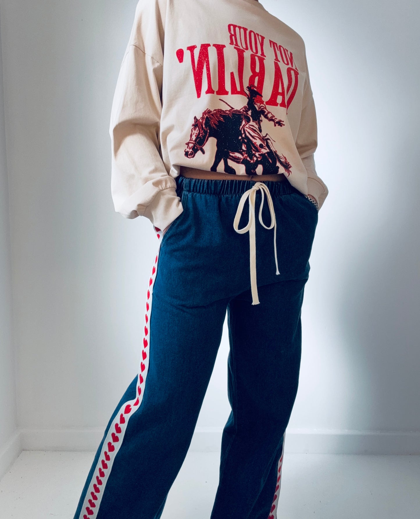 Denim Heart Racer- Dark wash