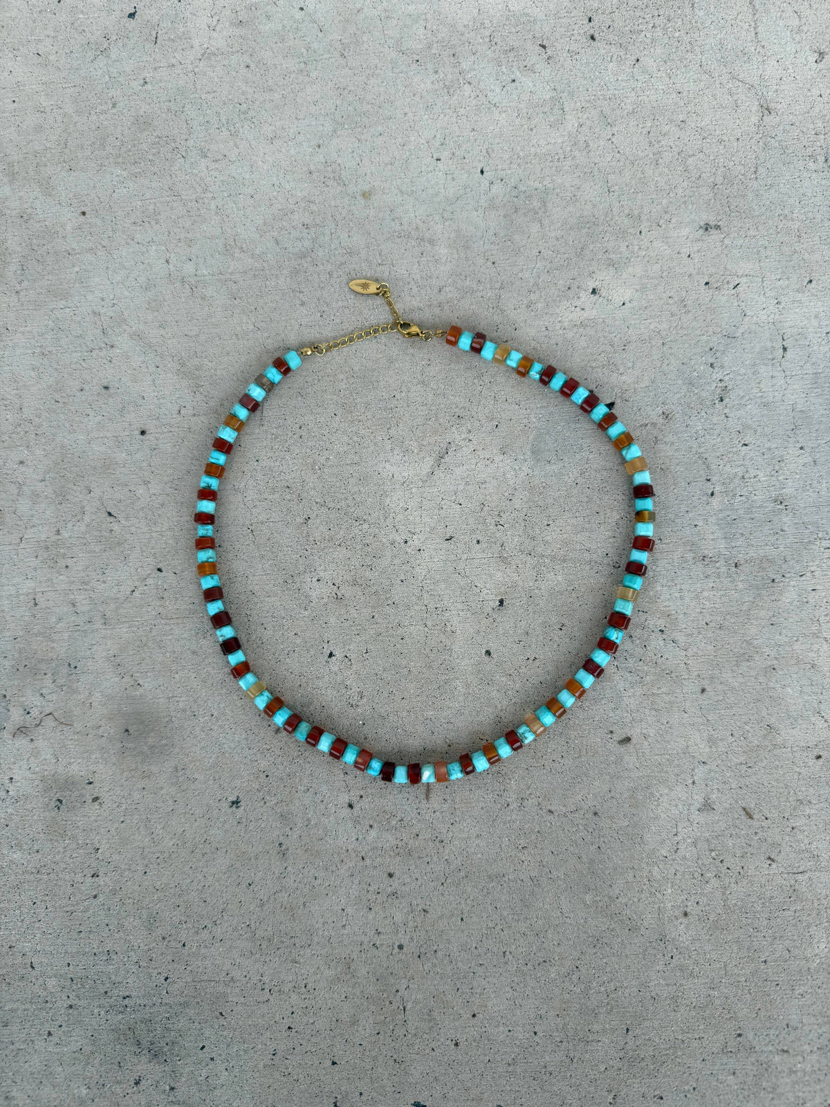 Turquoise and Red Aventurine Beaded Necklace