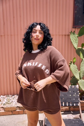 Hibiscus Hotel/ Sunkissed Chocolate Knit Shorts