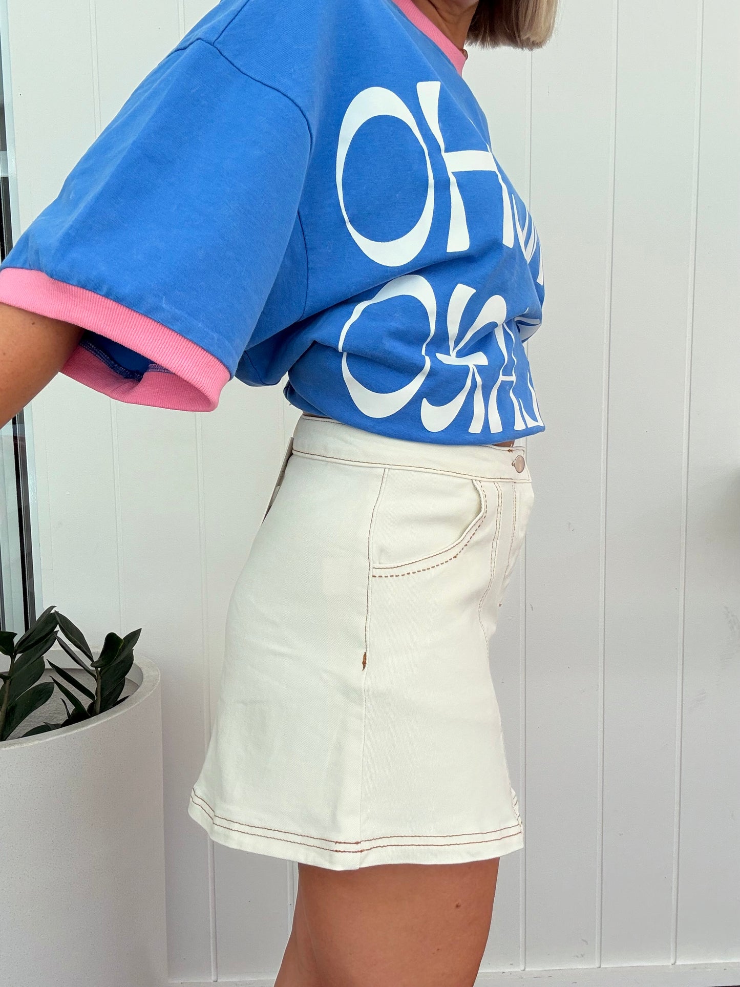 Denim Skirt- White Wash