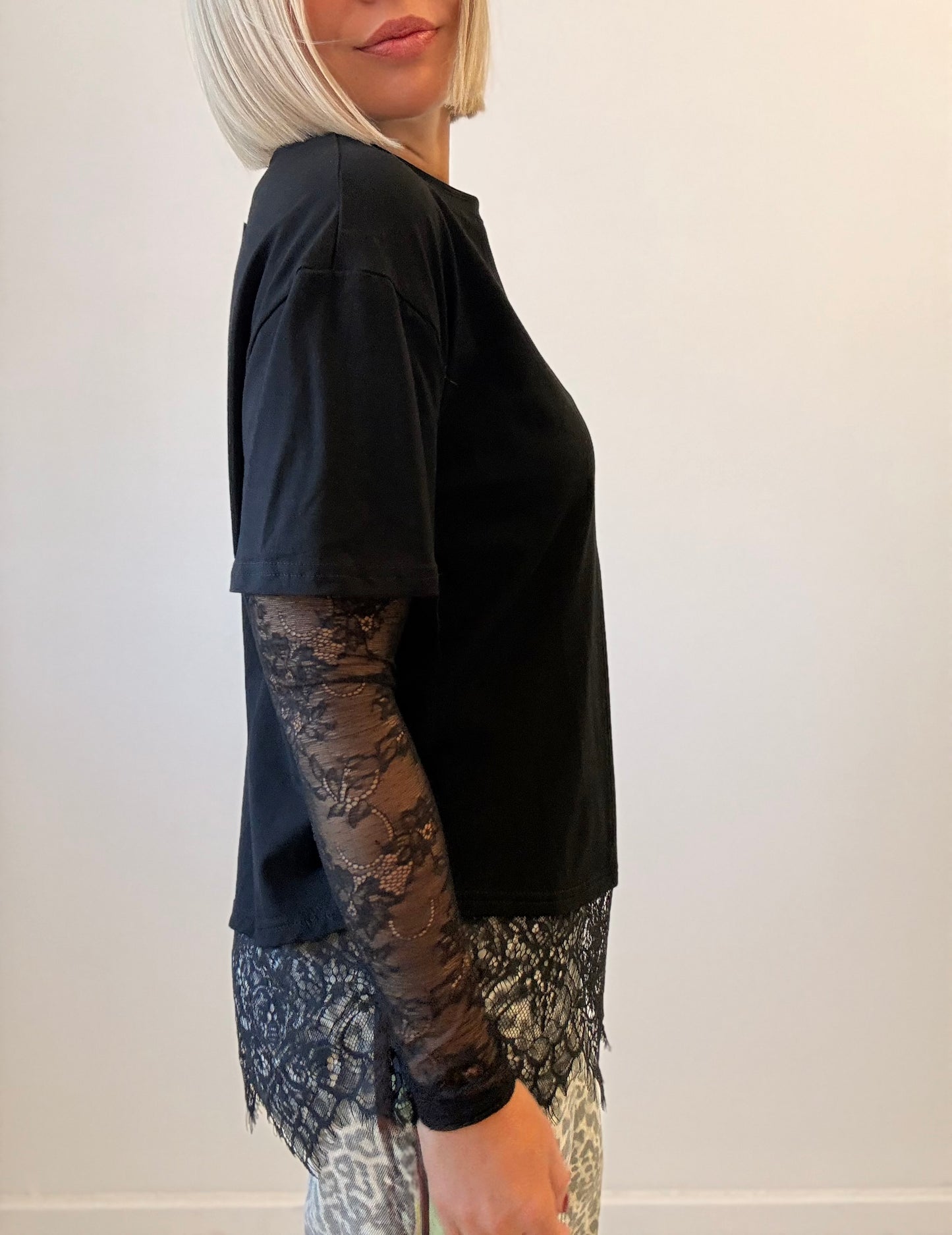 By Frankie / Ava Lace Sleeve- Black